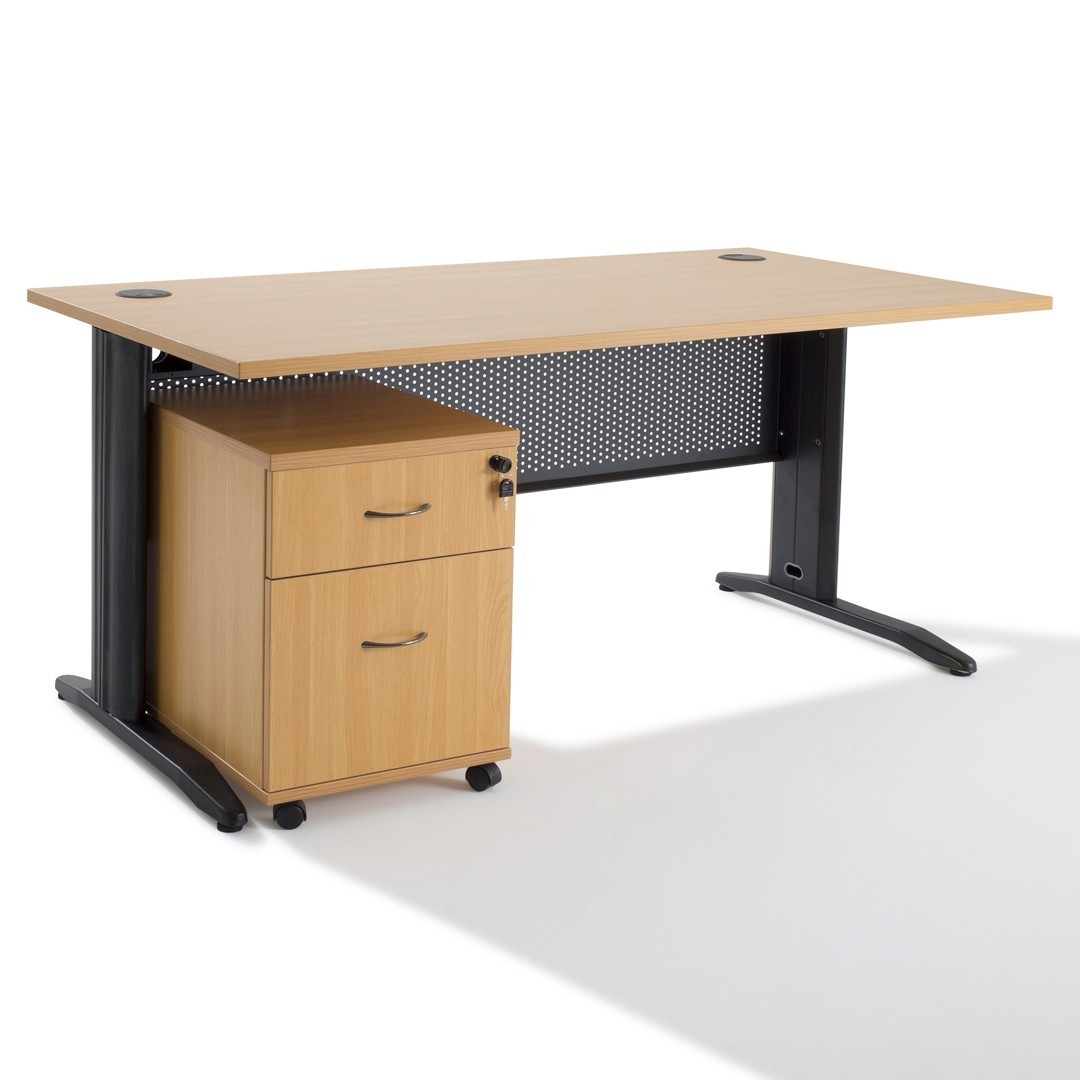 Bureau droit 140x80 cm avec passage de câble - Mobilier Bureau Pro