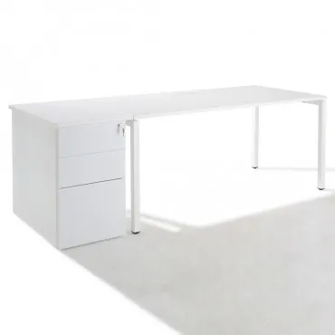 Bureau d'angle compact Panneaux + caisson gris HB Bois 80 cm