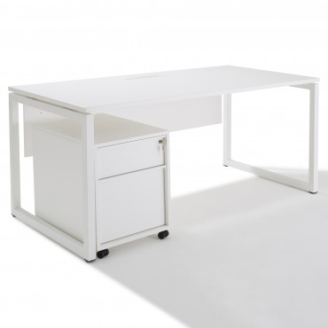 Bureau professionnel 1 personne - Blanc - L160 cm - DOWNTOWN