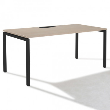 Table pliante Budget rectangle 140 x 80 cm Chêne / Noir - JPG
