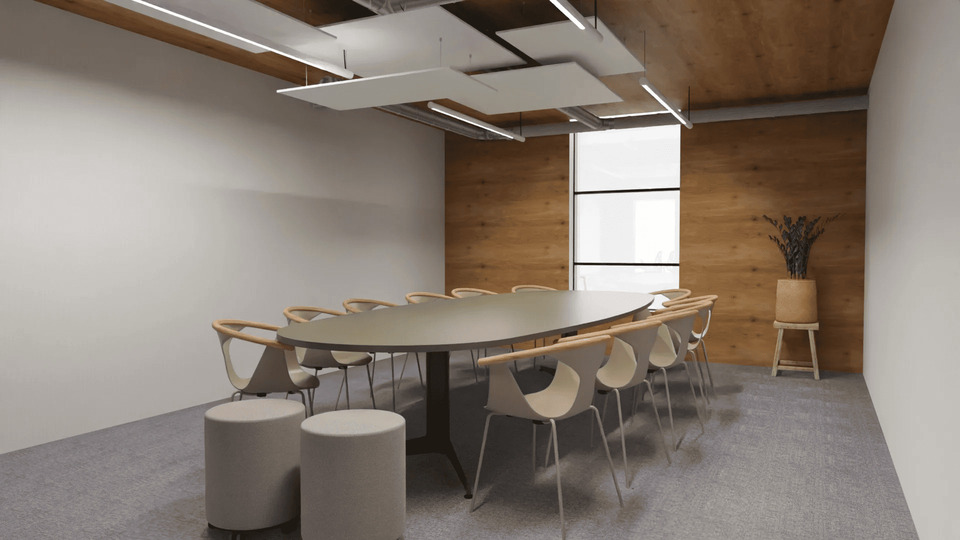Projection 3D d’une salle de réunion avant réalisation