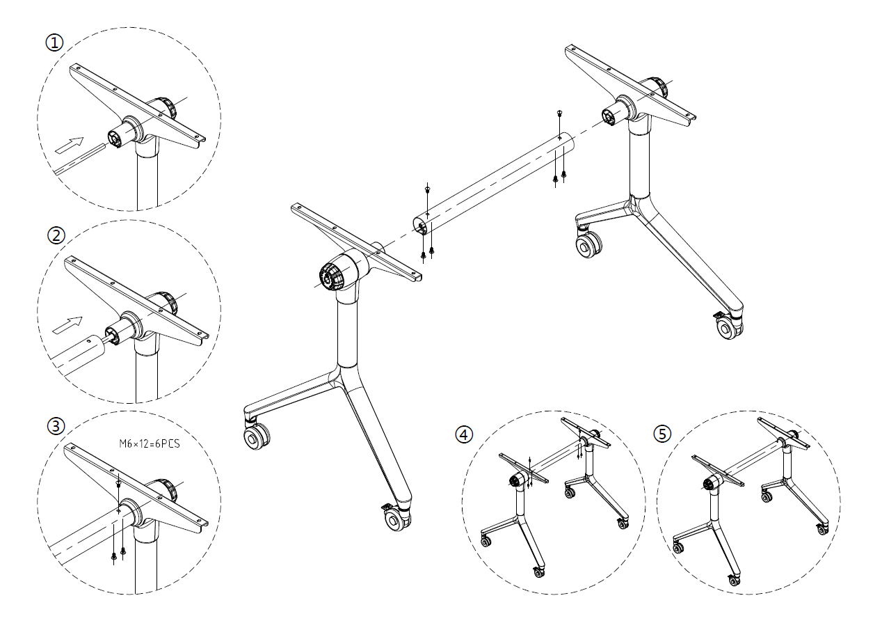 Table bureau pliante sur roulette Nomade - GOSTO